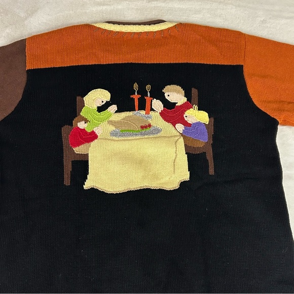 STORYBOOK KNITS Vintage Thanksgiving Blessing Sweater Button-down size large - Picture 3 of 9